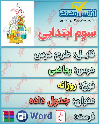 دانلود طرح درس روزانه ریاضی سوم ابتدایی درس جدول داده