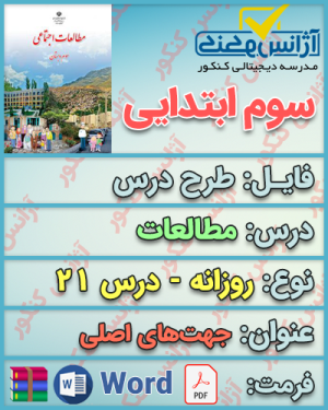 دانلود طرح درس روزانه مطالعات سوم ابتدایی درس بیست و یکم